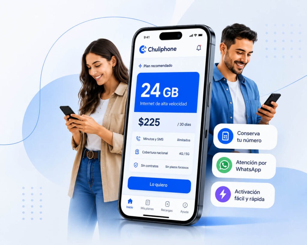 Planes de internet móvil Chuliphone con más datos, sin contratos y ayuda para elegir el plan ideal en México.